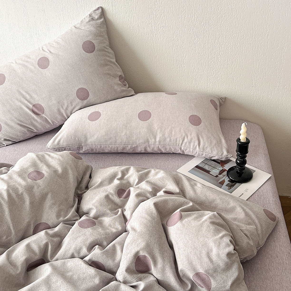 91家纺网 家纺一手货源 找家纺 恋之语 2026新款水洗色织提花工艺系列四件套（量大从优） 波点