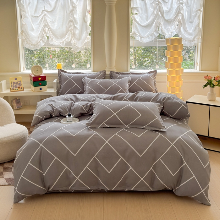 佑佳2024新款140克磨毛印花植物羊绒四件套直播 休闲人生