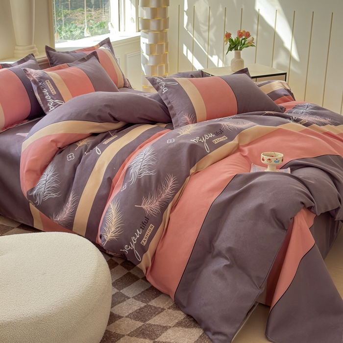 91家纺网 家纺一手货源 找家纺 佑佳2024新款140克磨毛印花植物羊绒四件套直播 羽翼思恋