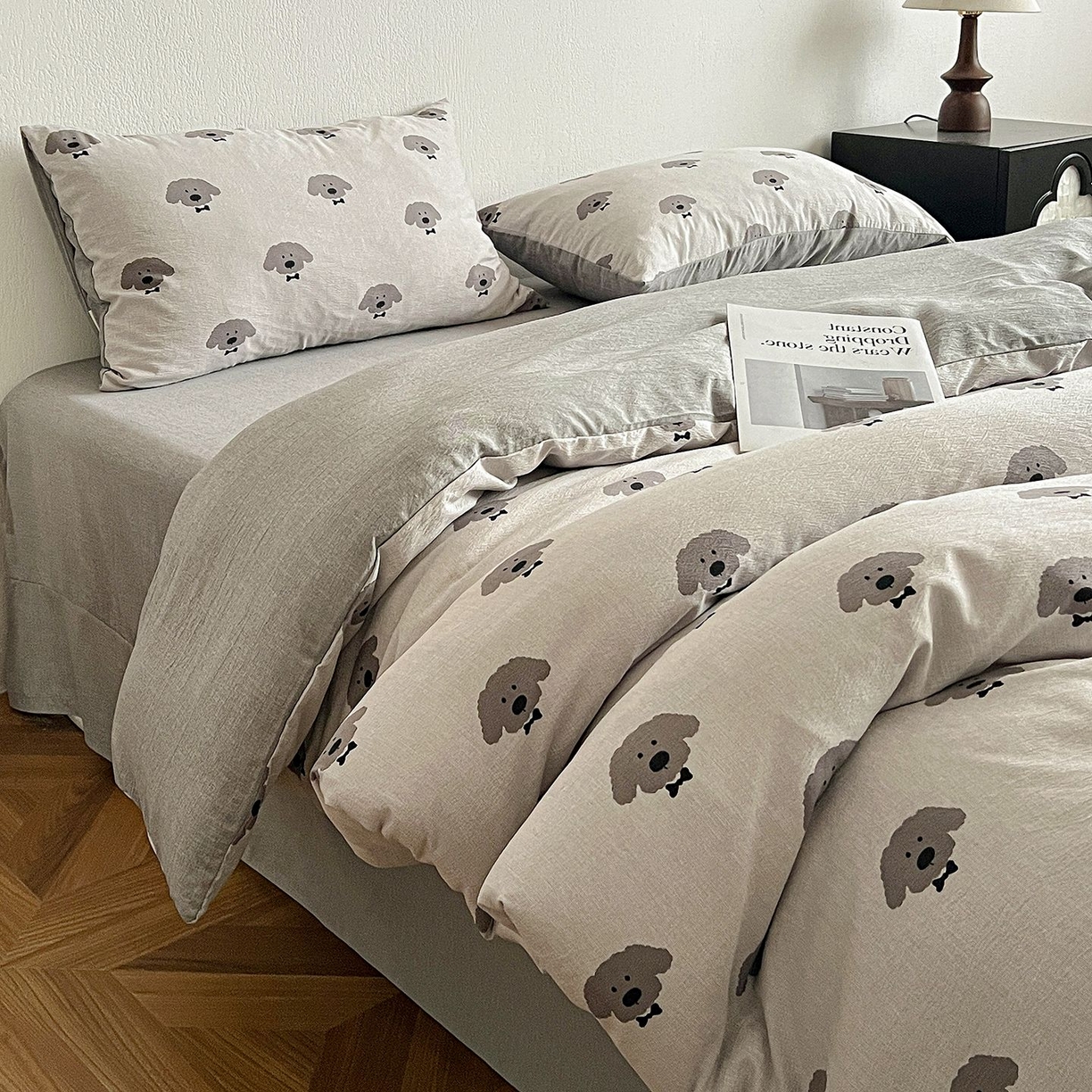 91家纺网 家纺一手货源 找家纺 恋之语 2026新款水洗色织提花工艺系列四件套（量大从优） 萌萌狗