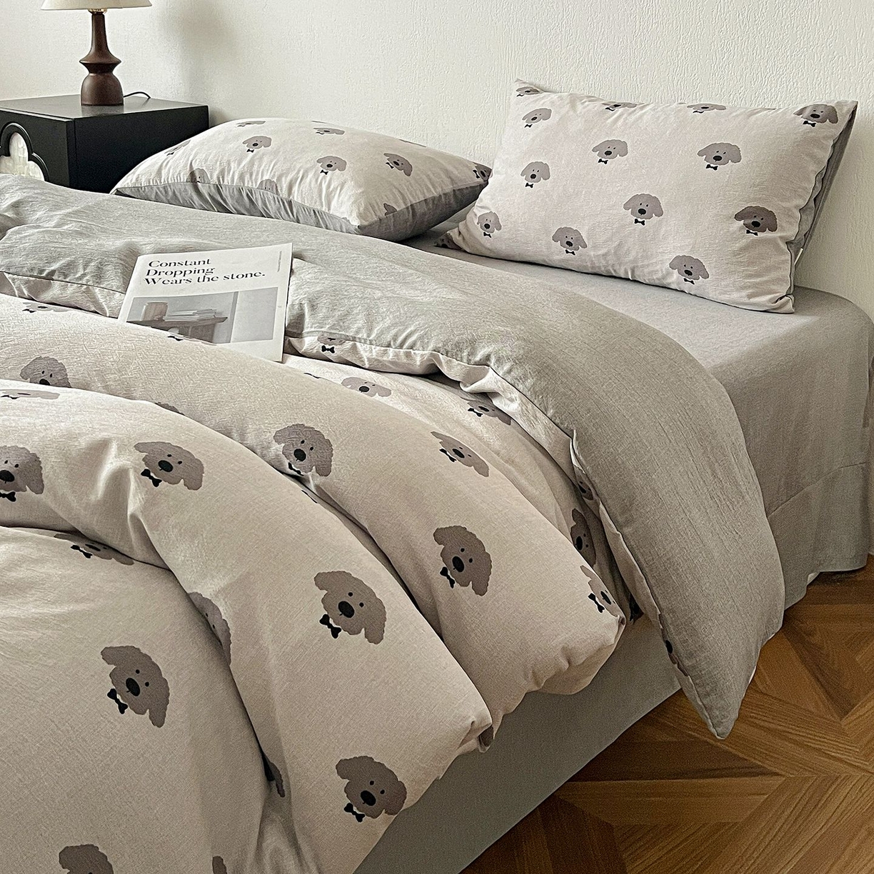 91家纺网 家纺一手货源 找家纺 恋之语 2026新款水洗色织提花工艺系列四件套（量大从优） 萌萌狗