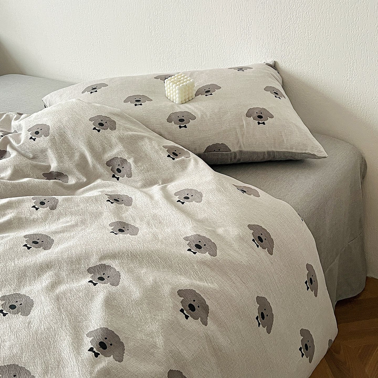 91家纺网 家纺一手货源 找家纺 恋之语 2026新款水洗色织提花工艺系列四件套（量大从优） 萌萌狗