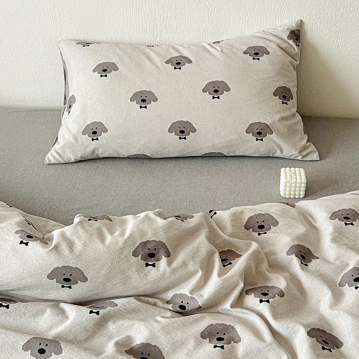 91家纺网 家纺一手货源 找家纺 恋之语 2026新款水洗色织提花工艺系列四件套（量大从优） 萌萌狗