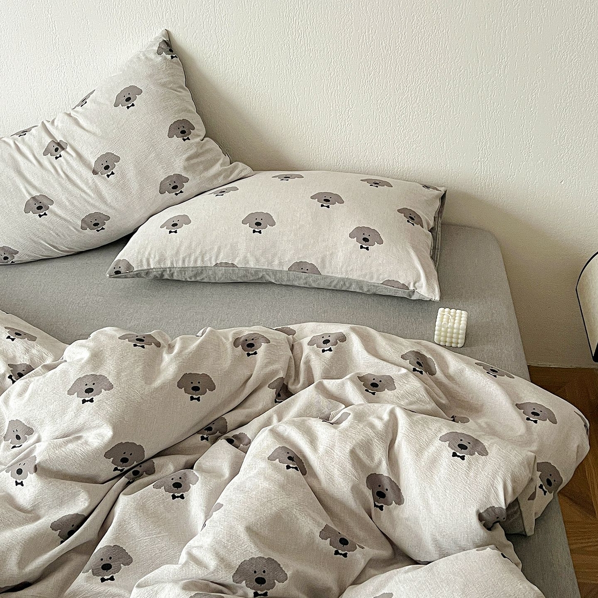 91家纺网 家纺一手货源 找家纺 恋之语 2026新款水洗色织提花工艺系列四件套（量大从优） 萌萌狗