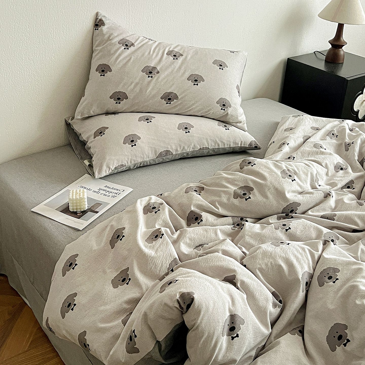 91家纺网 家纺一手货源 找家纺 恋之语 2026新款水洗色织提花工艺系列四件套（量大从优） 萌萌狗