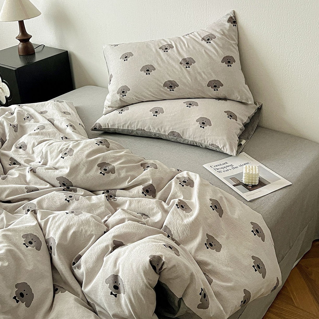 91家纺网 家纺一手货源 找家纺 恋之语 2026新款水洗色织提花工艺系列四件套（量大从优） 萌萌狗