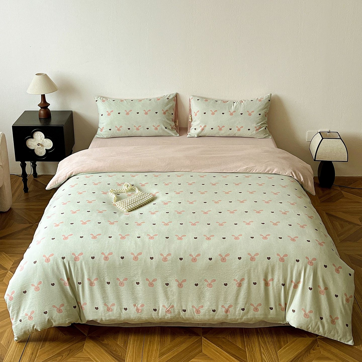 恋之语 2026新款水洗色织提花工艺系列四件套（量大从优） 萌萌兔