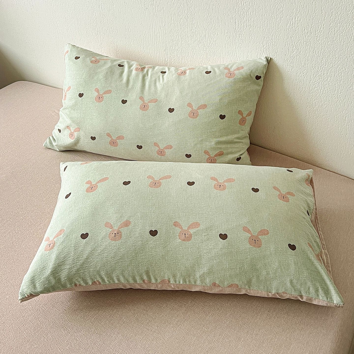 91家纺网 家纺一手货源 找家纺 恋之语 2026新款水洗色织提花工艺系列四件套（量大从优） 萌萌兔