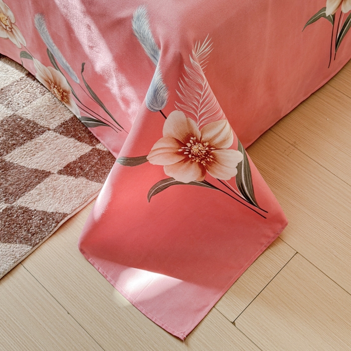 91家纺网 家纺一手货源 找家纺 佑佳2024新款140克磨毛印花植物羊绒四件套直播 醉恋一生-粉