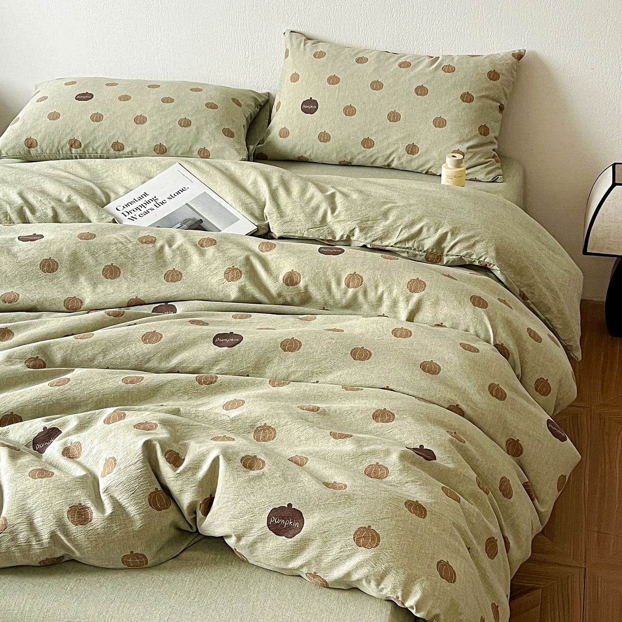 91家纺网 家纺一手货源 找家纺 恋之语 2026新款水洗色织提花工艺系列四件套（量大从优） 暖栗南瓜