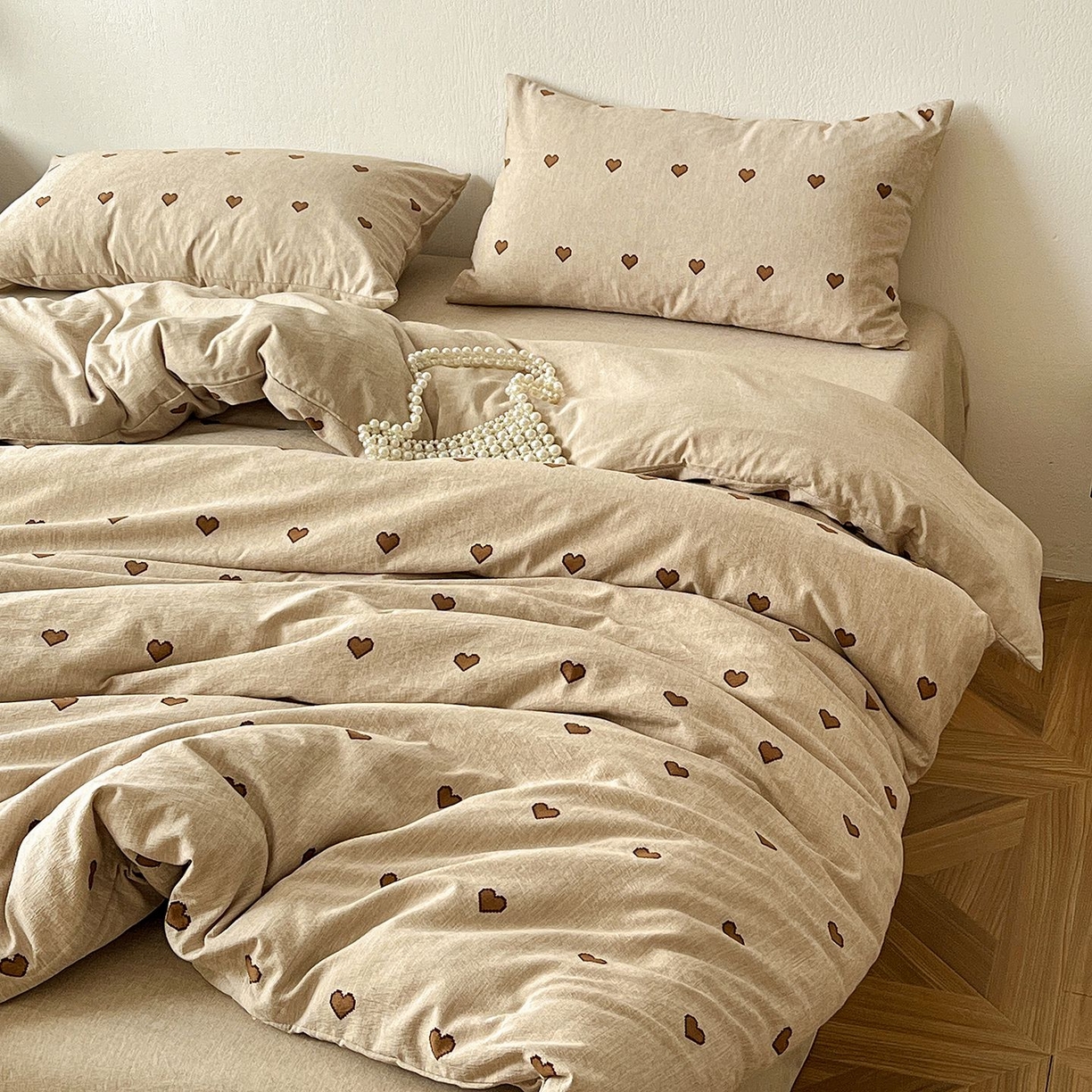 91家纺网 家纺一手货源 找家纺 恋之语 2026新款水洗色织提花工艺系列四件套（量大从优） 甜心咖