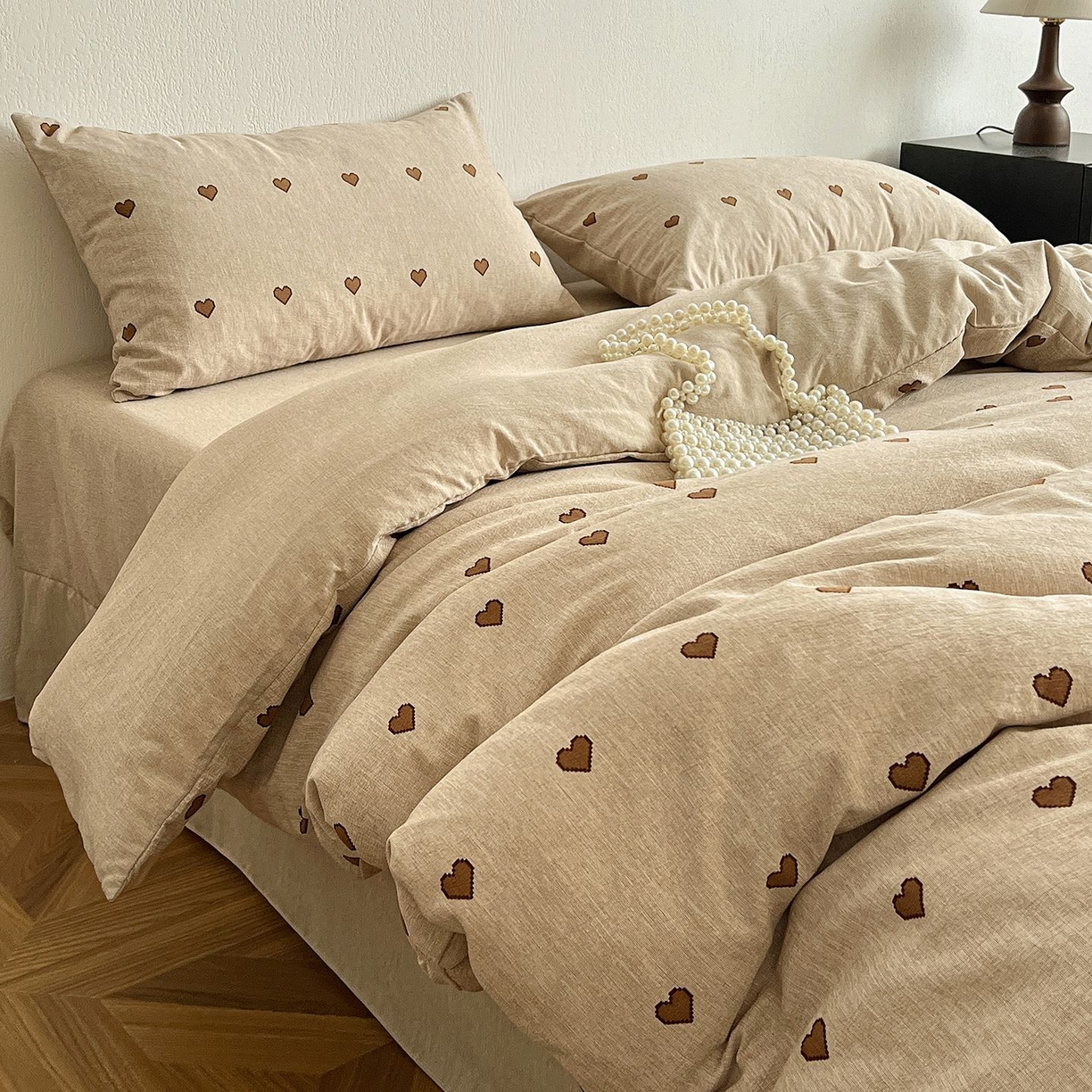 91家纺网 家纺一手货源 找家纺 恋之语 2026新款水洗色织提花工艺系列四件套（量大从优） 甜心咖