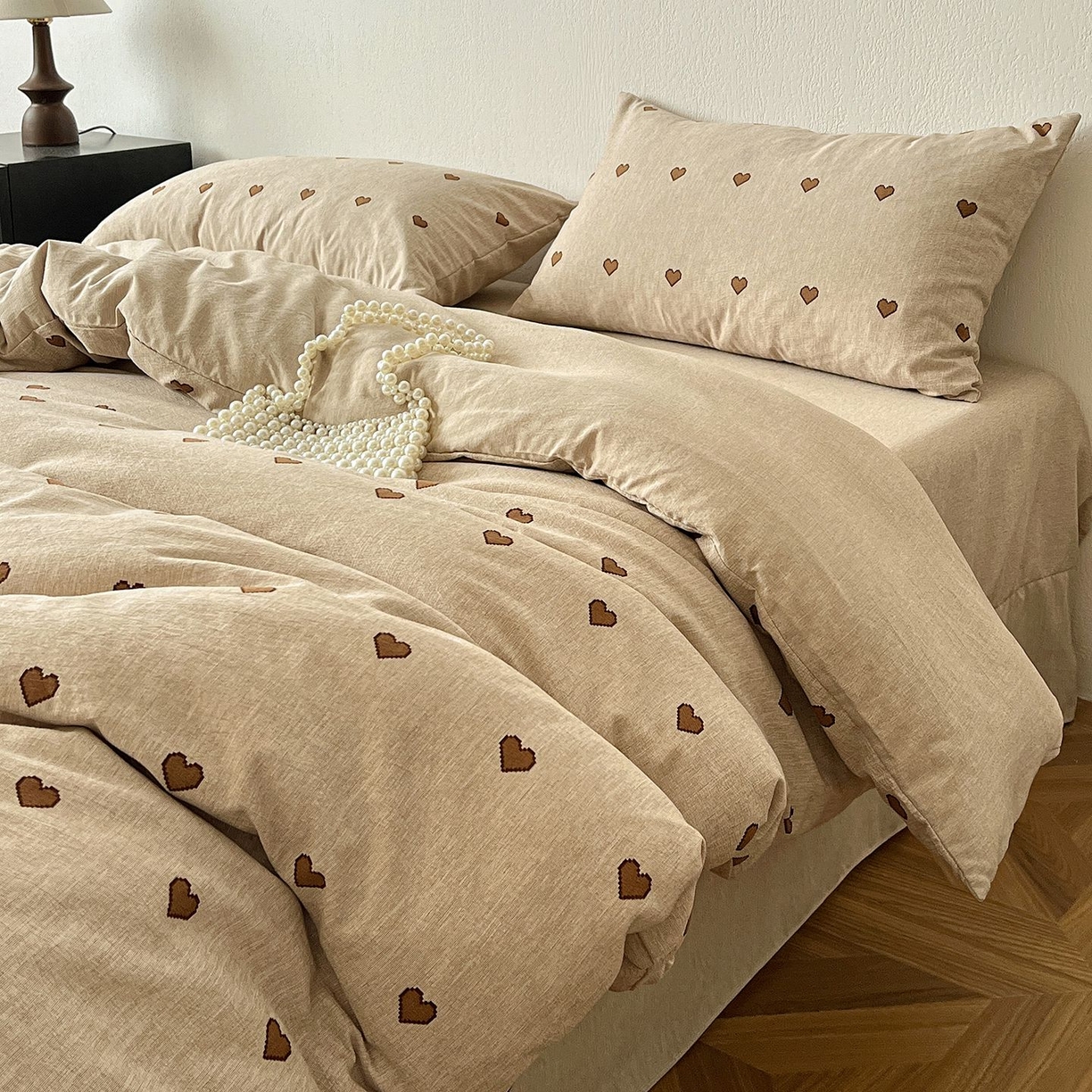 91家纺网 家纺一手货源 找家纺 恋之语 2026新款水洗色织提花工艺系列四件套（量大从优） 甜心咖