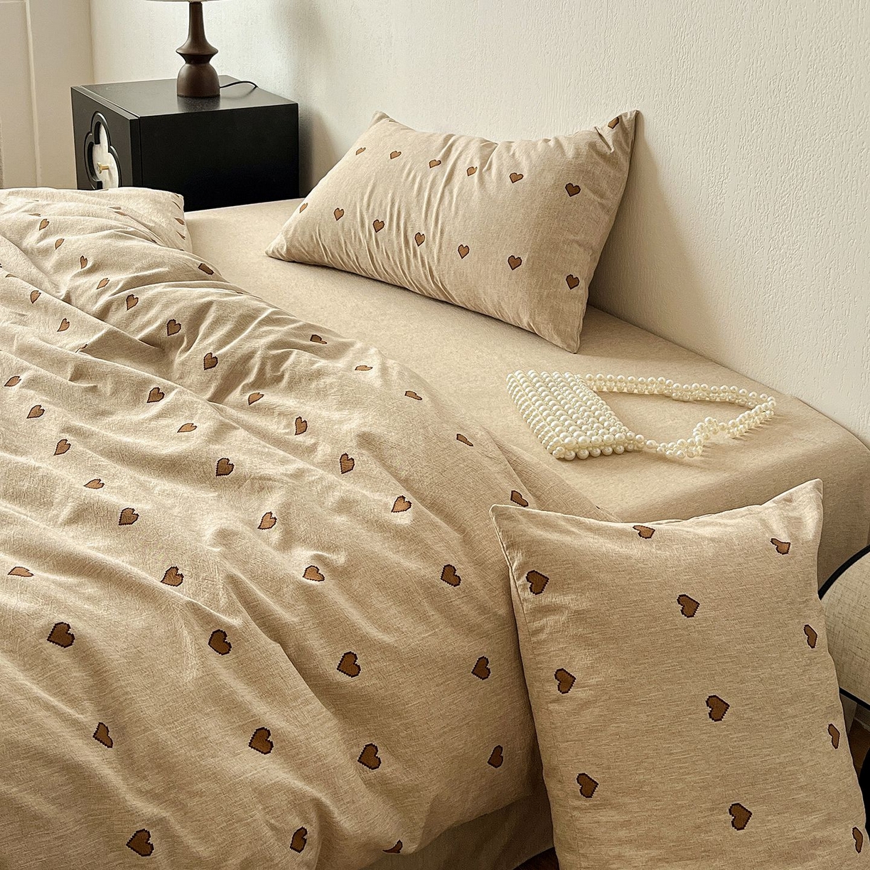 91家纺网 家纺一手货源 找家纺 恋之语 2026新款水洗色织提花工艺系列四件套（量大从优） 甜心咖