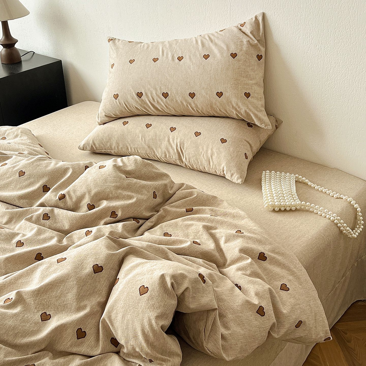 91家纺网 家纺一手货源 找家纺 恋之语 2026新款水洗色织提花工艺系列四件套（量大从优） 甜心咖