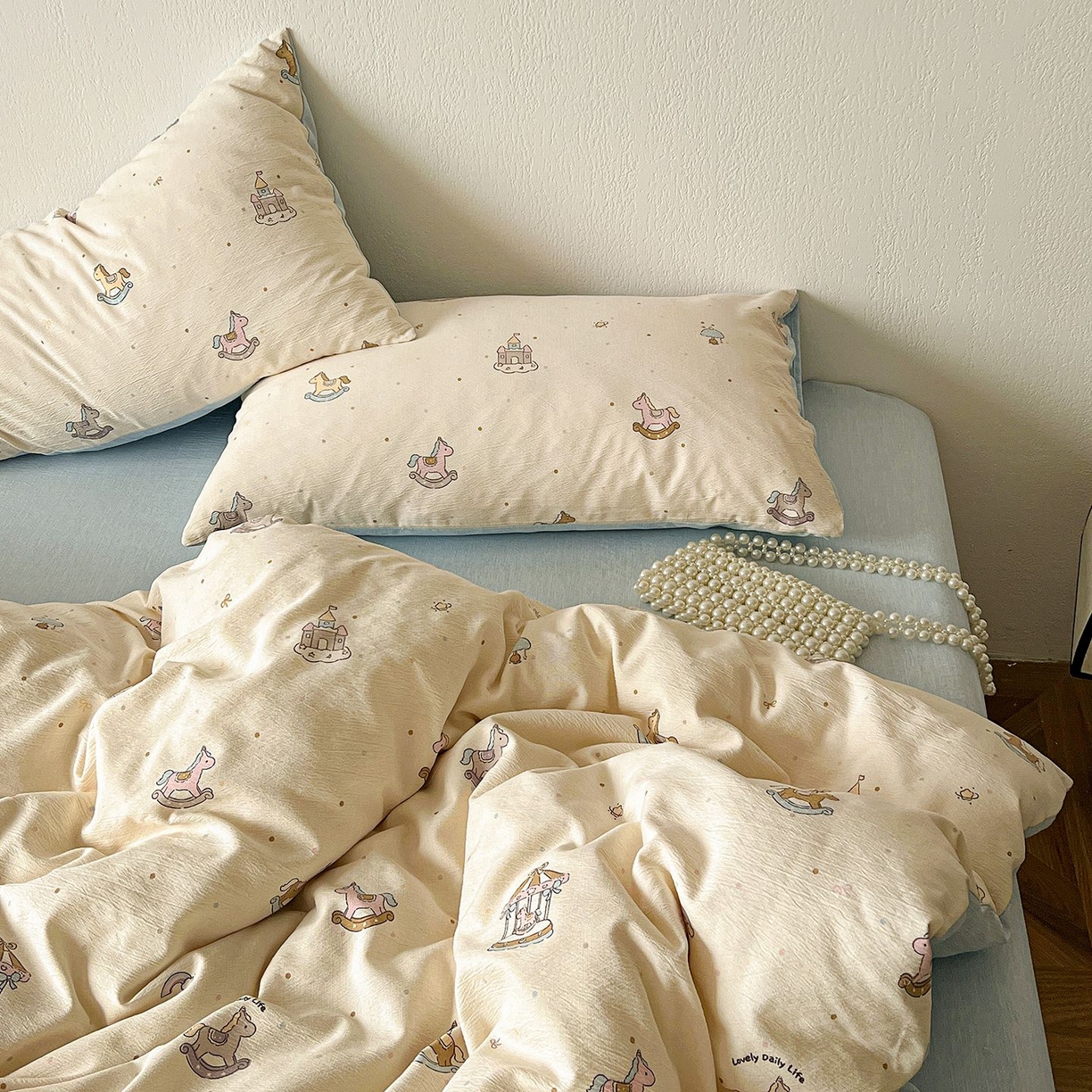 91家纺网 家纺一手货源 找家纺 恋之语 2026新款水洗色织提花工艺系列四件套（量大从优） 童梦园