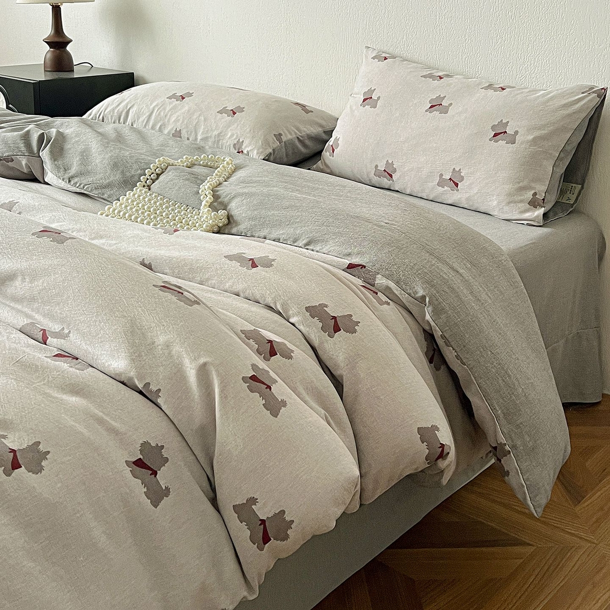 91家纺网 家纺一手货源 找家纺 恋之语 2026新款水洗色织提花工艺系列四件套（量大从优） 汪星人