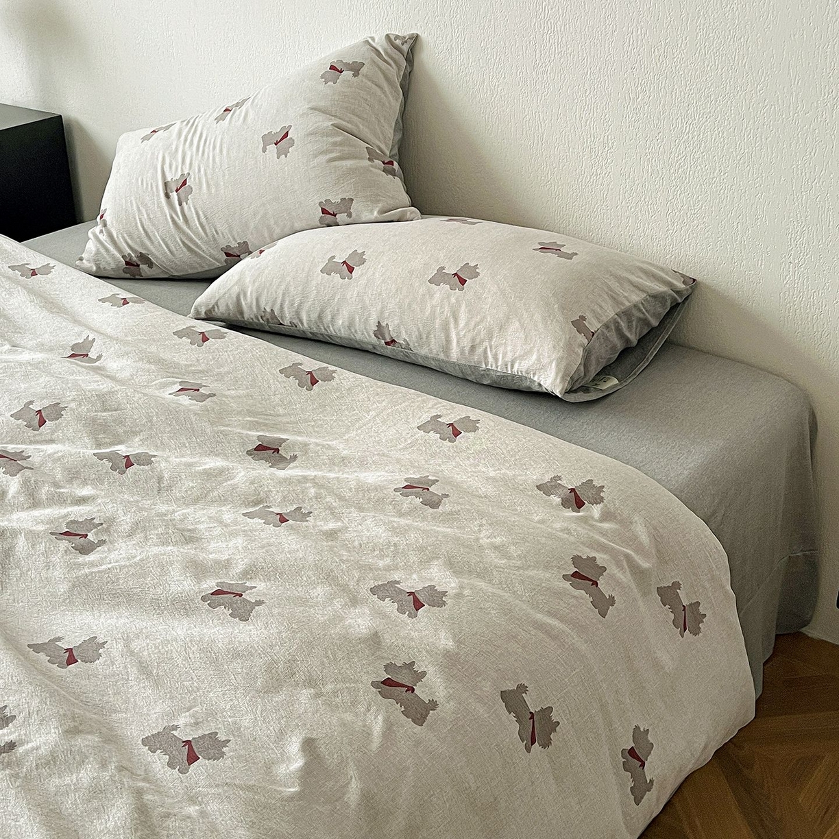 91家纺网 家纺一手货源 找家纺 恋之语 2026新款水洗色织提花工艺系列四件套（量大从优） 汪星人