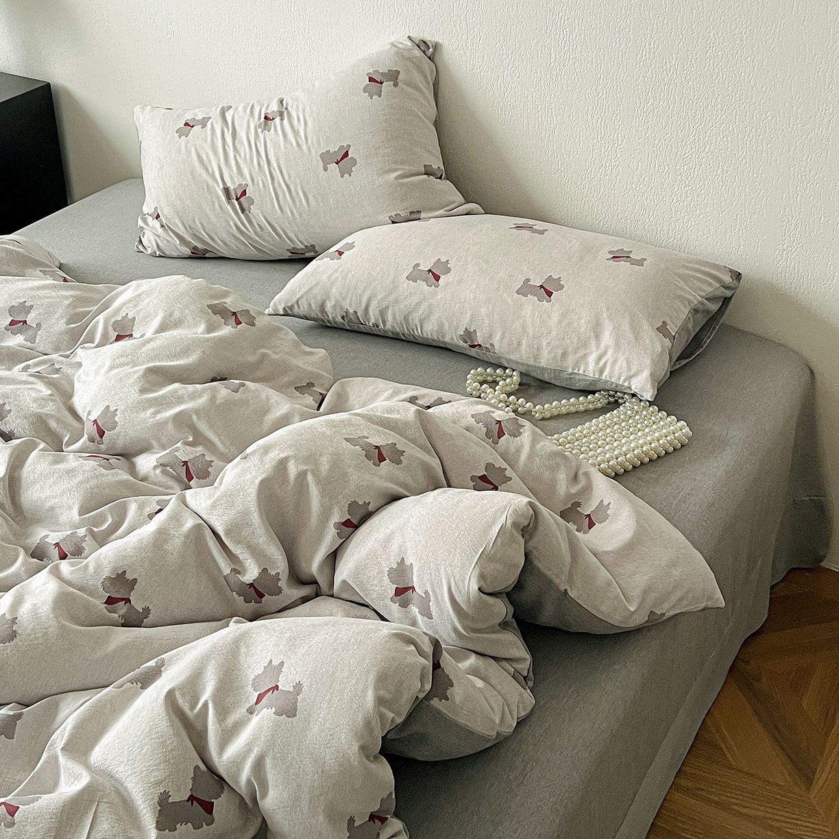 91家纺网 家纺一手货源 找家纺 恋之语 2026新款水洗色织提花工艺系列四件套（量大从优） 汪星人