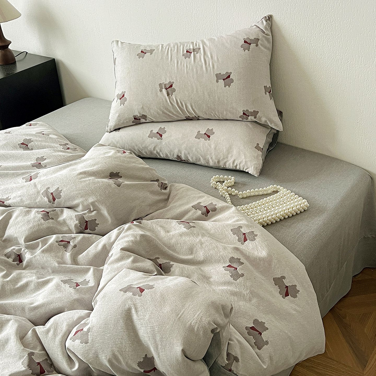 91家纺网 家纺一手货源 找家纺 恋之语 2026新款水洗色织提花工艺系列四件套（量大从优） 汪星人