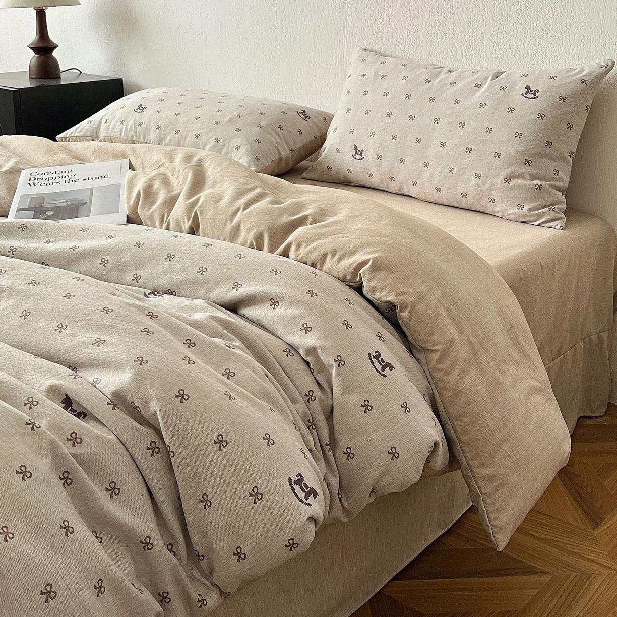 91家纺网 家纺一手货源 找家纺 恋之语 2026新款水洗色织提花工艺系列四件套（量大从优） 摇摇马