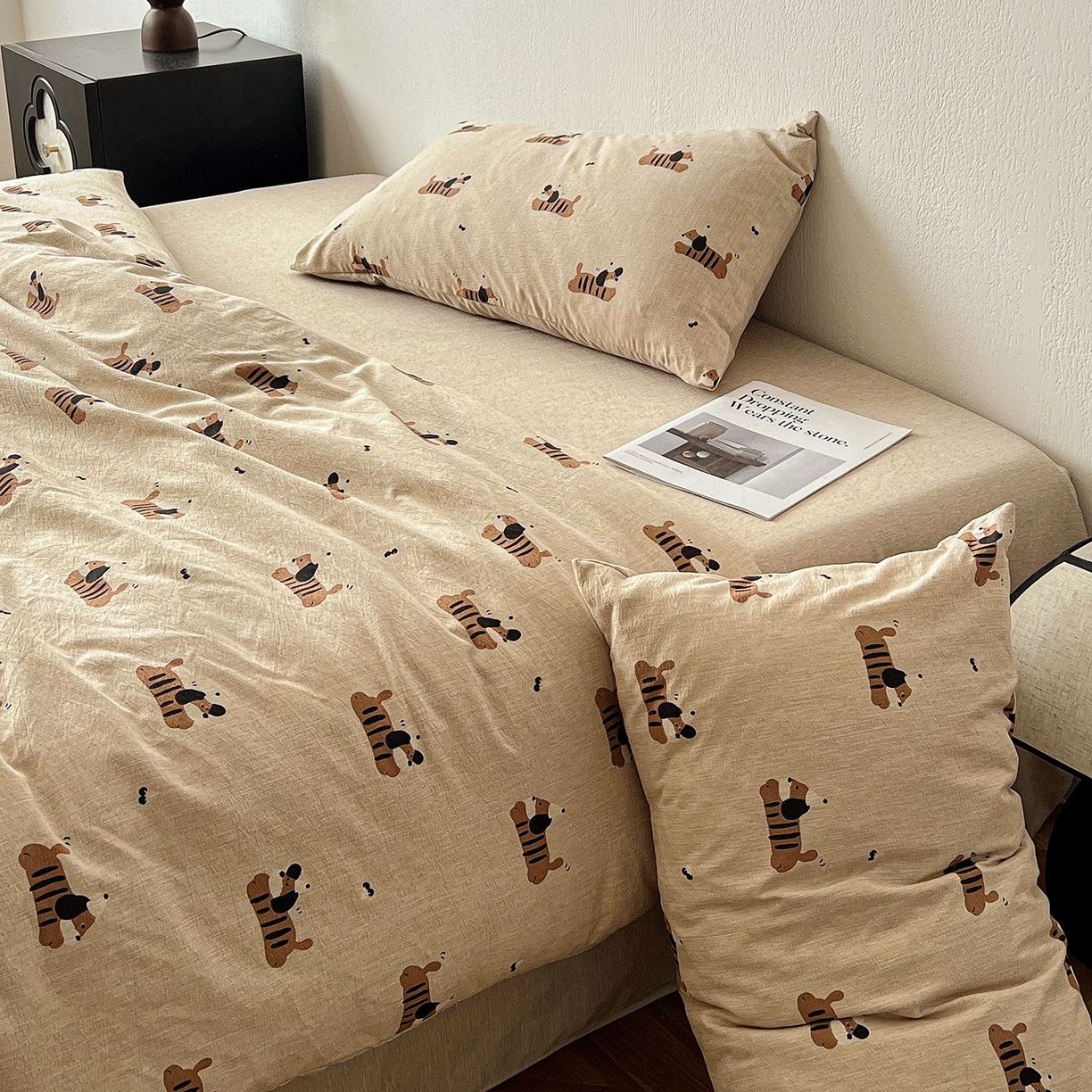 91家纺网 家纺一手货源 找家纺 恋之语 2026新款水洗色织提花工艺系列四件套（量大从优） 樱桃狗