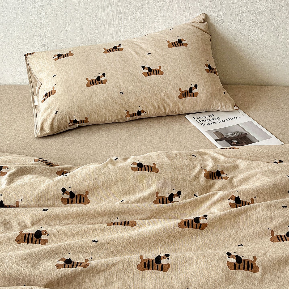 91家纺网 家纺一手货源 找家纺 恋之语 2026新款水洗色织提花工艺系列四件套（量大从优） 樱桃狗