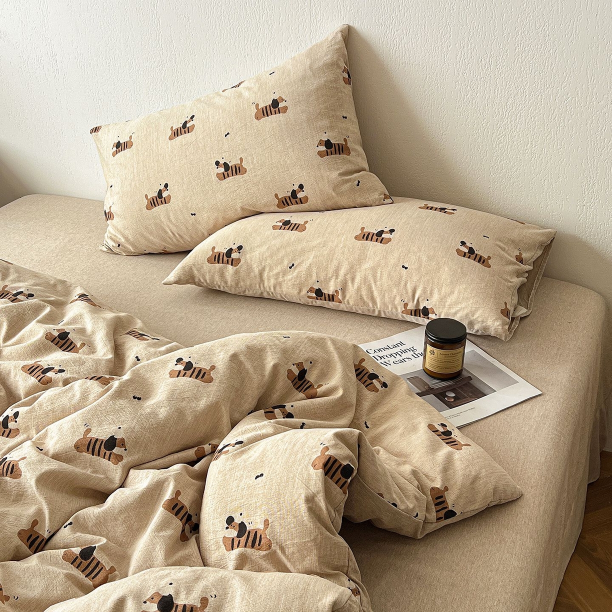 91家纺网 家纺一手货源 找家纺 恋之语 2026新款水洗色织提花工艺系列四件套（量大从优） 樱桃狗