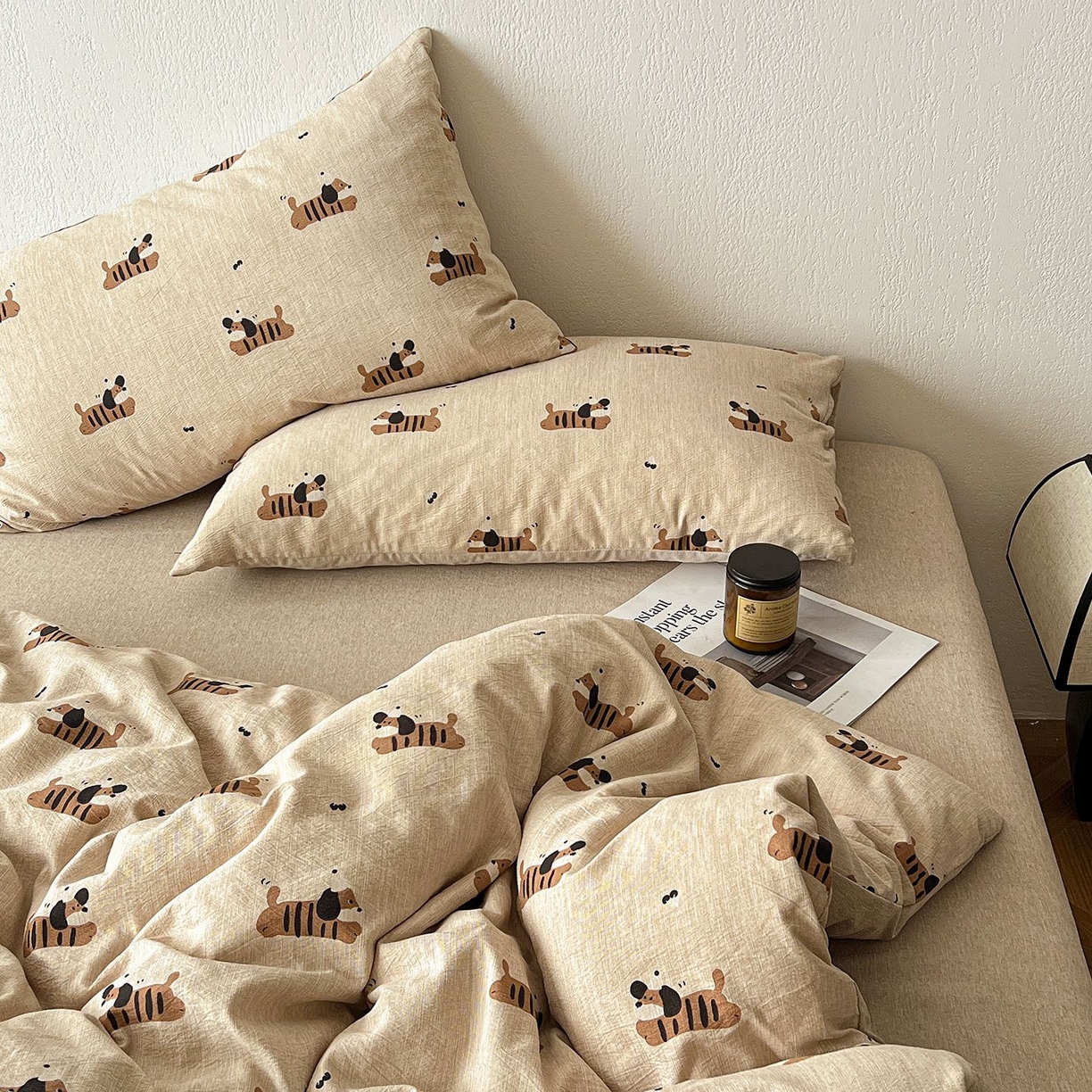 91家纺网 家纺一手货源 找家纺 恋之语 2026新款水洗色织提花工艺系列四件套（量大从优） 樱桃狗