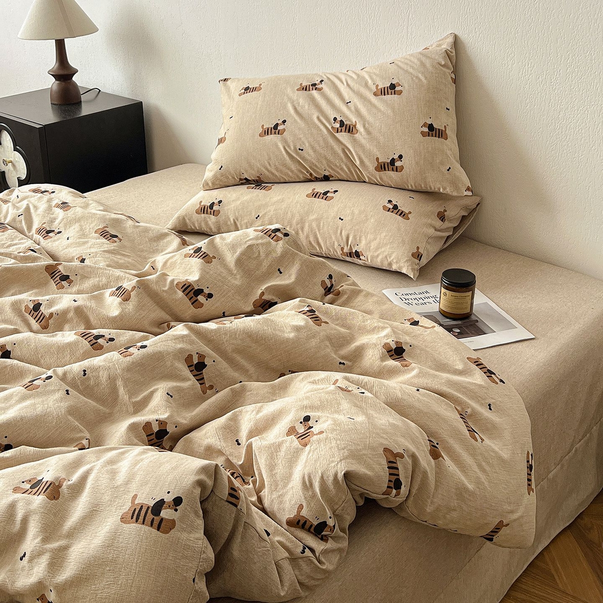 91家纺网 家纺一手货源 找家纺 恋之语 2026新款水洗色织提花工艺系列四件套（量大从优） 樱桃狗