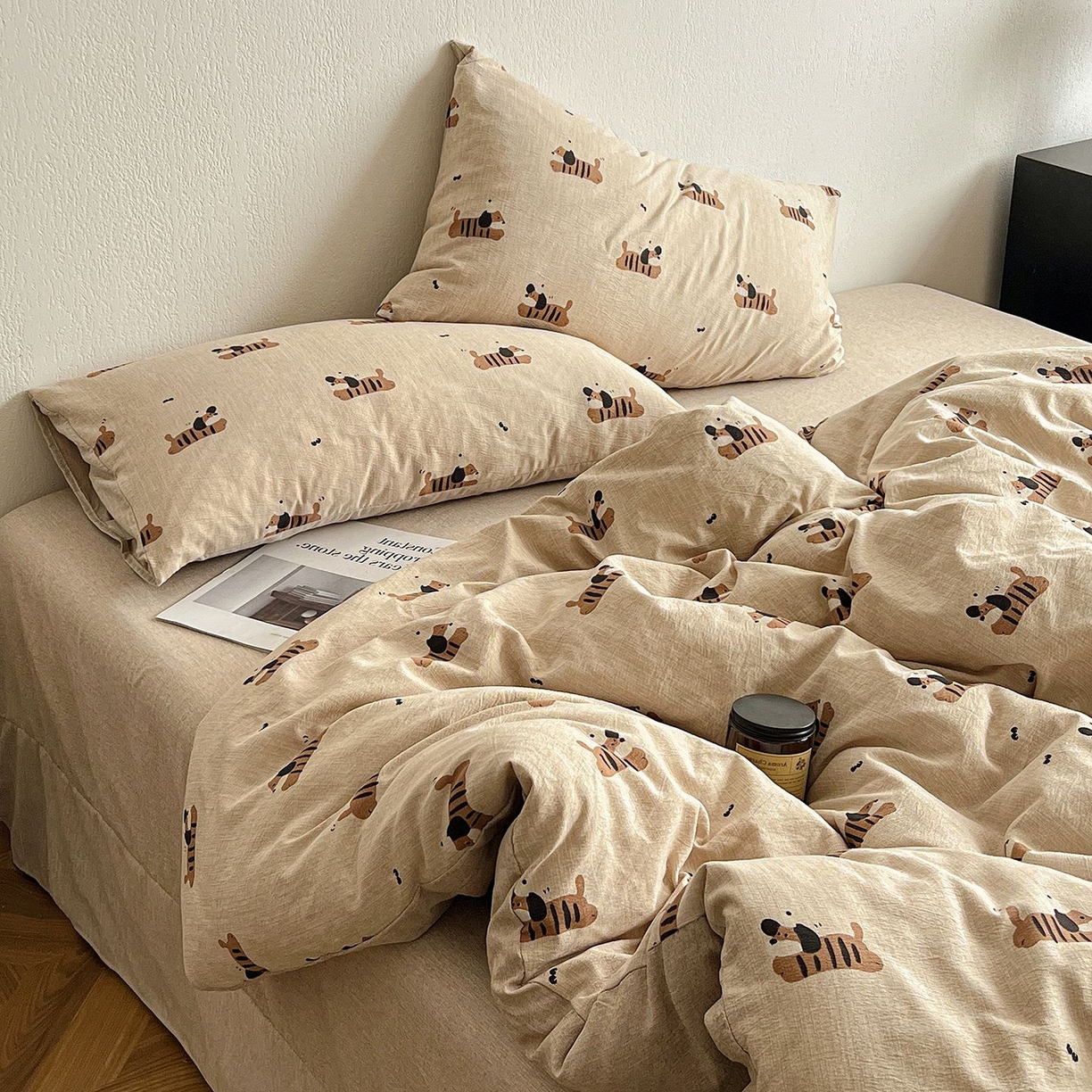 91家纺网 家纺一手货源 找家纺 恋之语 2026新款水洗色织提花工艺系列四件套（量大从优） 樱桃狗