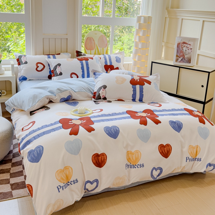 91家纺网 家纺一手货源 找家纺 佑佳家纺 2024新款磨毛印花植物羊绒单被套 爱心女孩