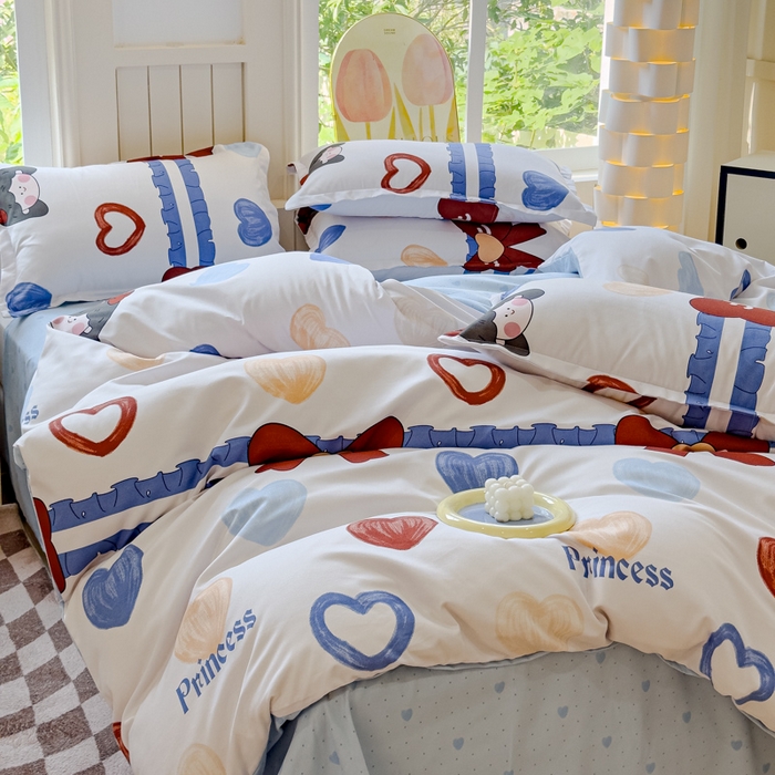 91家纺网 家纺一手货源 找家纺 佑佳家纺 2024新款磨毛印花植物羊绒单被套 爱心女孩