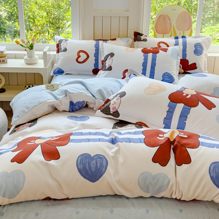 91家纺网 家纺一手货源 找家纺 佑佳家纺 2024新款磨毛印花植物羊绒单被套 爱心女孩