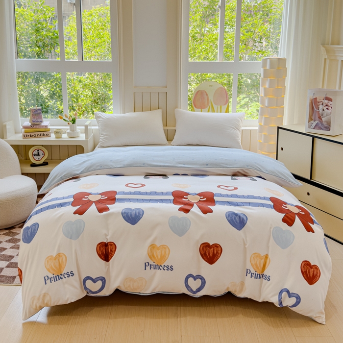 佑佳家纺 2024新款磨毛印花植物羊绒单被套 爱心女孩