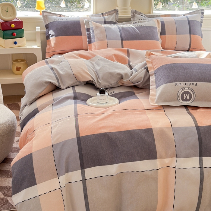 91家纺网 家纺一手货源 找家纺 佑佳家纺 2024新款磨毛印花植物羊绒单被套 奥维斯-咖