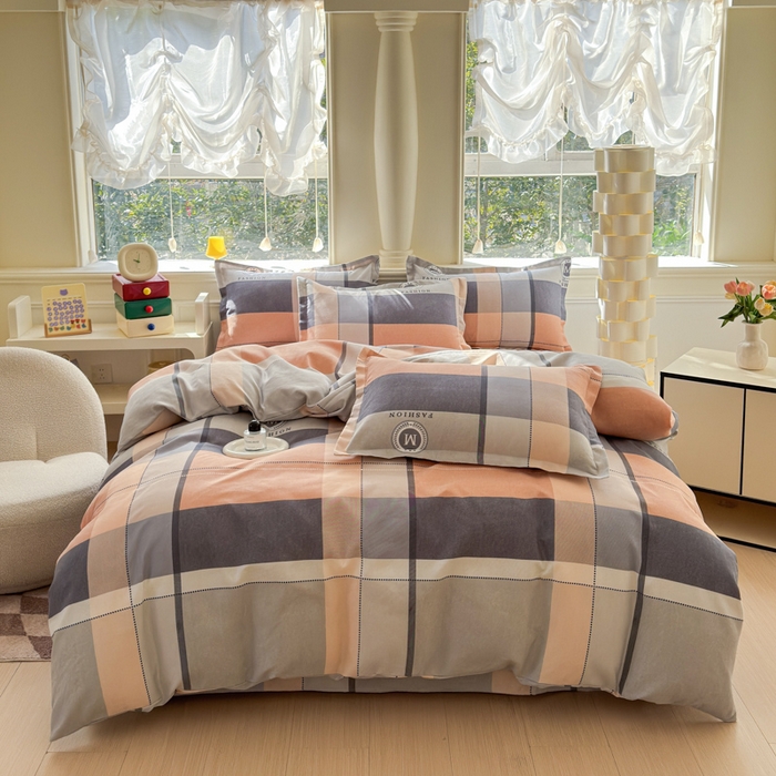 佑佳家纺 2024新款磨毛印花植物羊绒单被套 奥维斯-咖