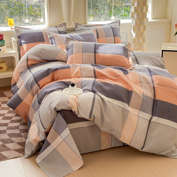 91家纺网 家纺一手货源 找家纺 佑佳家纺 2024新款磨毛印花植物羊绒单被套 奥维斯-咖