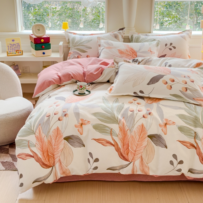 91家纺网 家纺一手货源 找家纺 佑佳家纺 2024新款磨毛印花植物羊绒单被套 花舞佳人