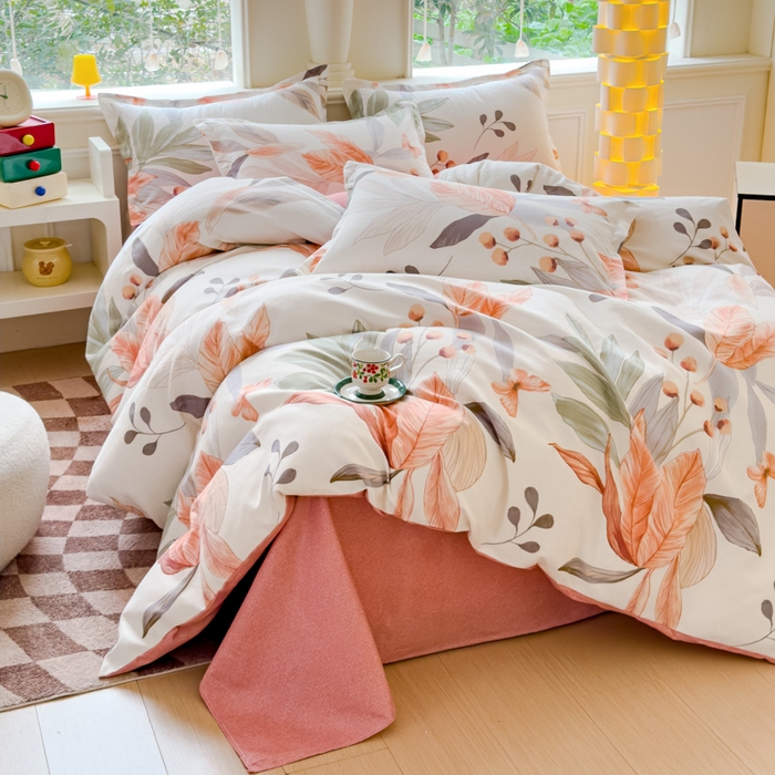 91家纺网 家纺一手货源 找家纺 佑佳家纺 2024新款磨毛印花植物羊绒单被套 花舞佳人