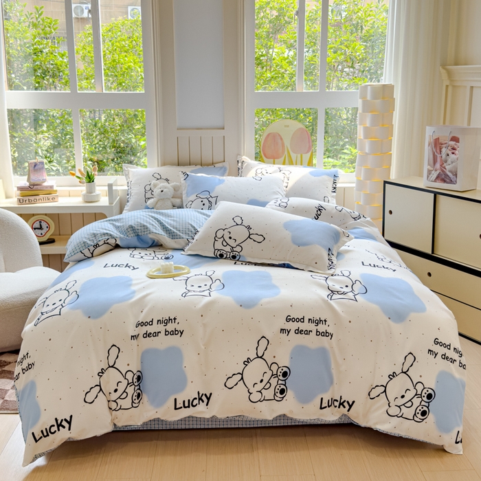 91家纺网 家纺一手货源 找家纺 佑佳家纺 2024新款磨毛印花植物羊绒单被套 乐萌小宠