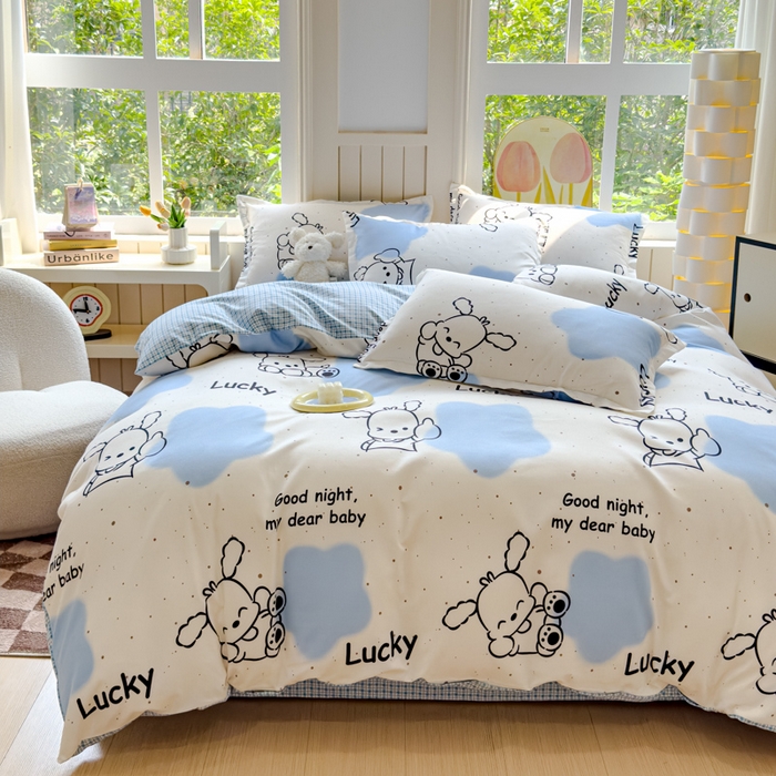 91家纺网 家纺一手货源 找家纺 佑佳家纺 2024新款磨毛印花植物羊绒单被套 乐萌小宠