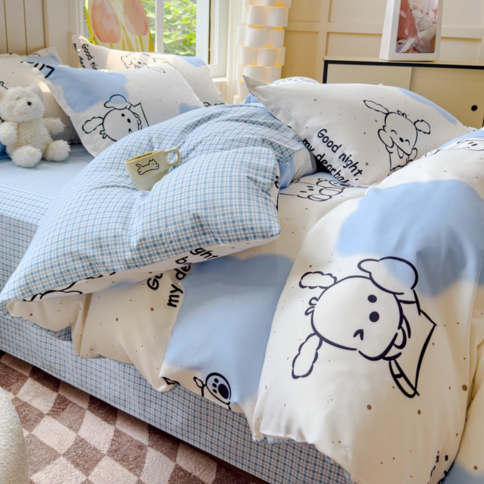 91家纺网 家纺一手货源 找家纺 佑佳家纺 2024新款磨毛印花植物羊绒单被套 乐萌小宠