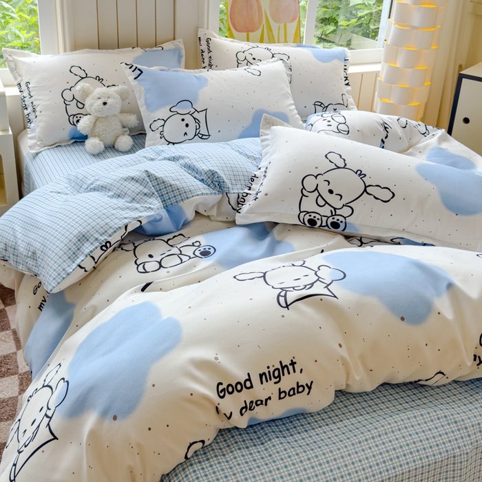 91家纺网 家纺一手货源 找家纺 佑佳家纺 2024新款磨毛印花植物羊绒单被套 乐萌小宠