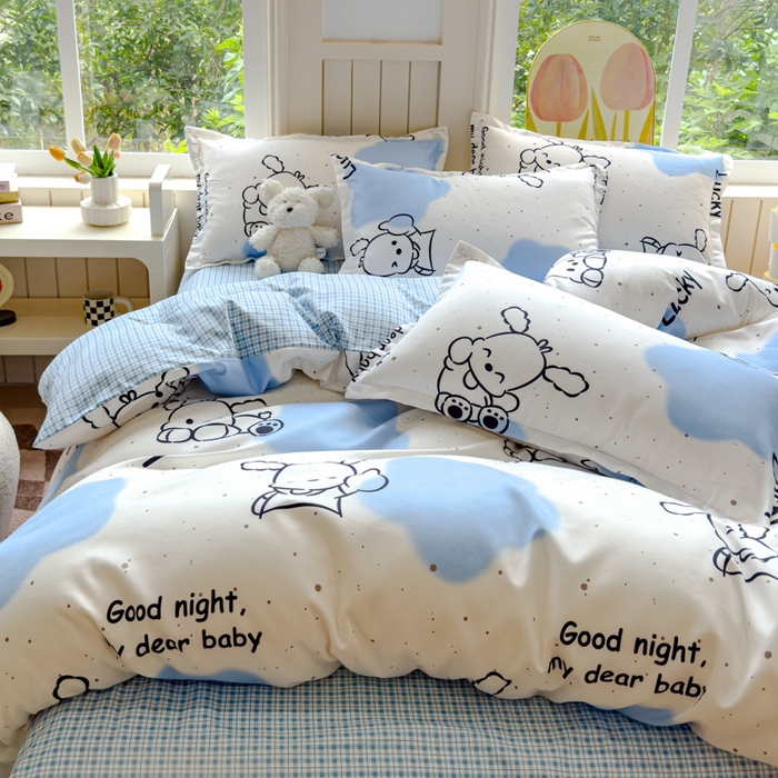 91家纺网 家纺一手货源 找家纺 佑佳家纺 2024新款磨毛印花植物羊绒单被套 乐萌小宠