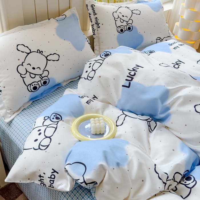 91家纺网 家纺一手货源 找家纺 佑佳家纺 2024新款磨毛印花植物羊绒单被套 乐萌小宠