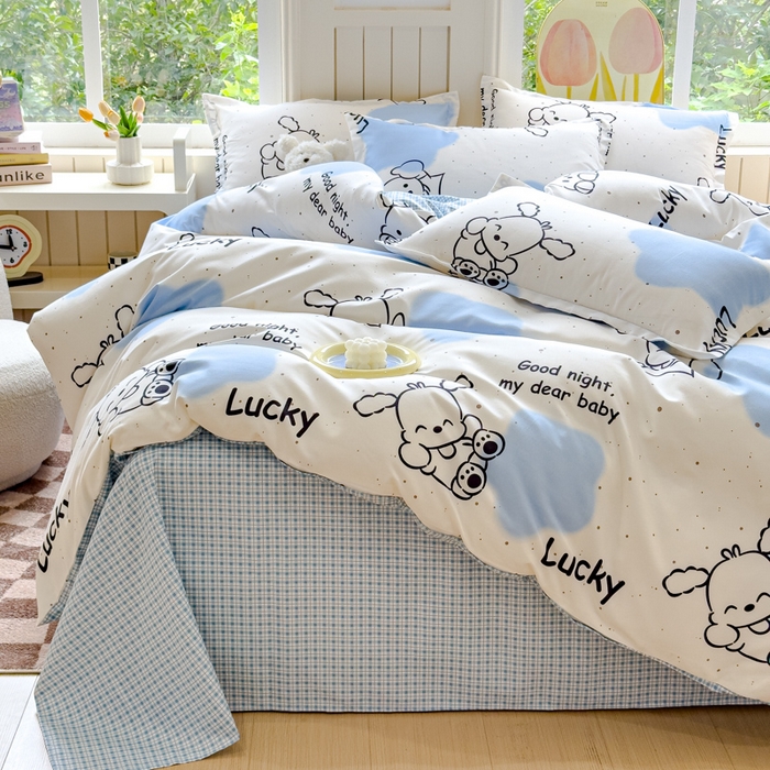 91家纺网 家纺一手货源 找家纺 佑佳家纺 2024新款磨毛印花植物羊绒单被套 乐萌小宠