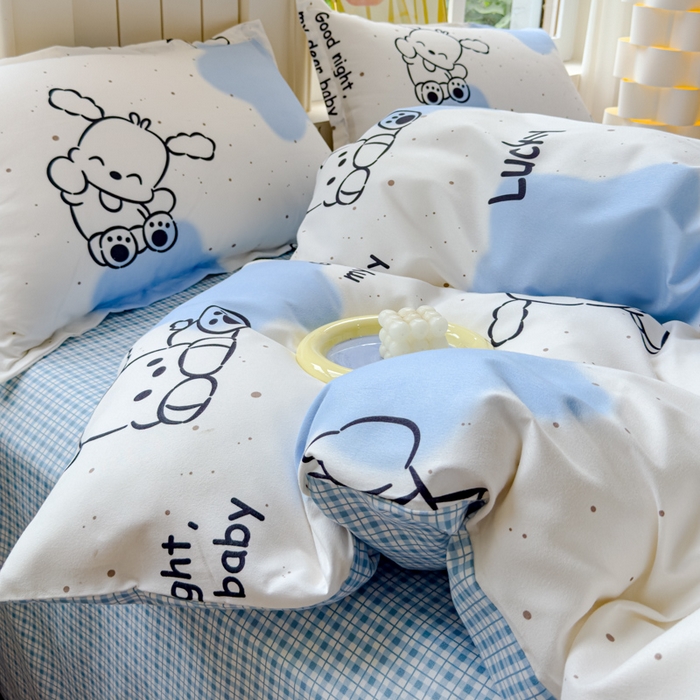 91家纺网 家纺一手货源 找家纺 佑佳家纺 2024新款磨毛印花植物羊绒单被套 乐萌小宠