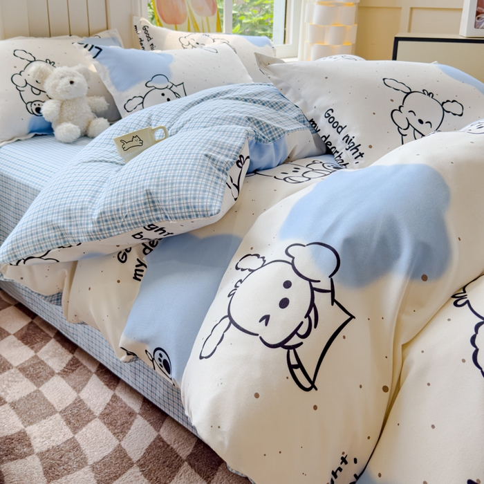 91家纺网 家纺一手货源 找家纺 佑佳家纺 2024新款磨毛印花植物羊绒单被套 乐萌小宠