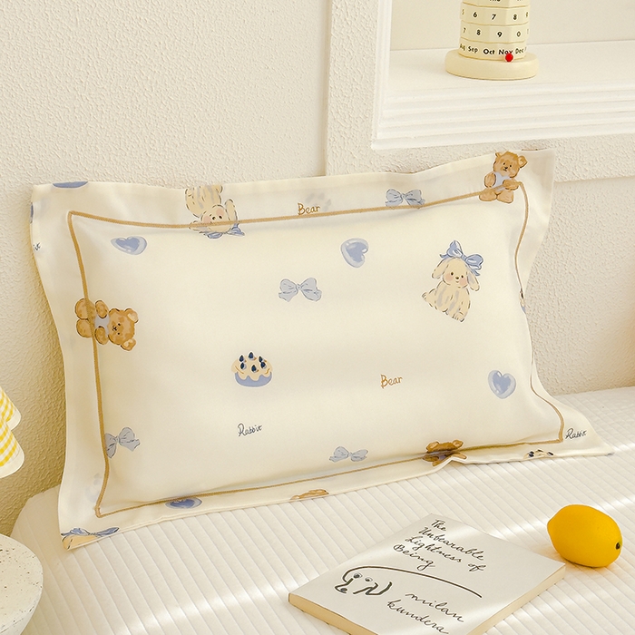 91家纺网 家纺一手货源 找家纺 良佐生活 2026新款60支天丝卡通枕套 蝴蝶结小兔